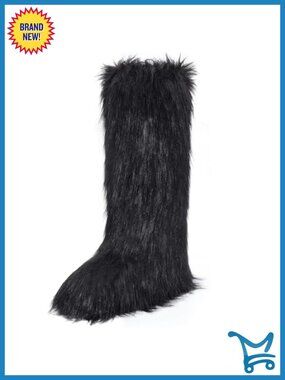 Faux Fur Knee-High Snow Boots Fluffy Warm Winter Boots
